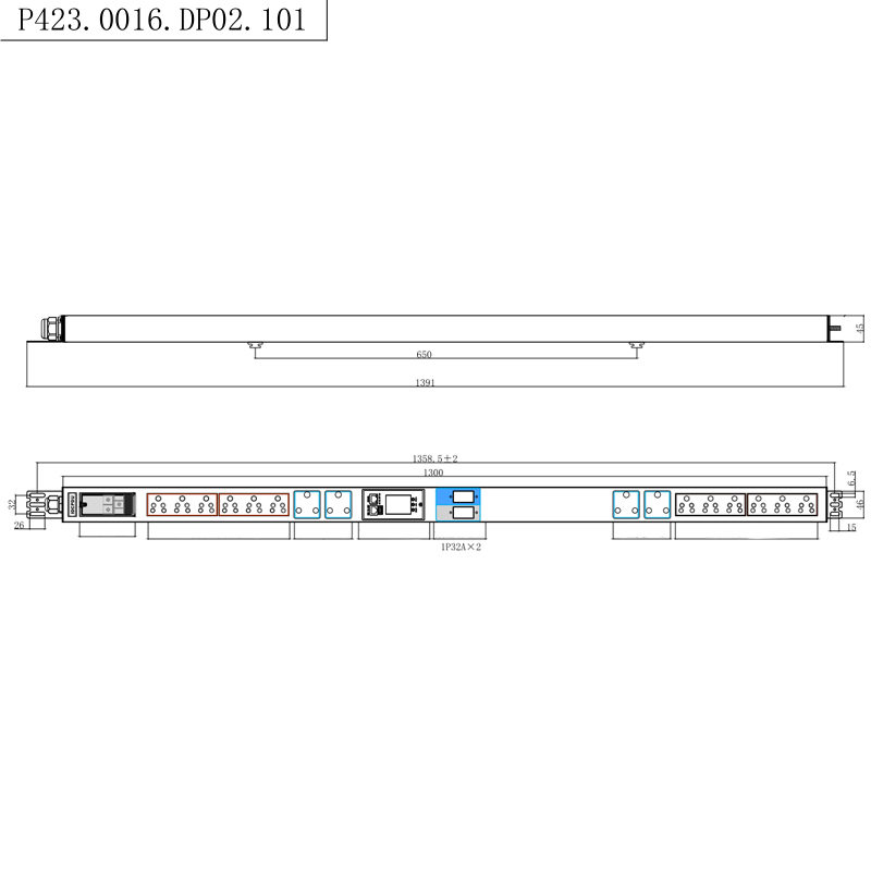 Jižní Afrika zásuvky 16 zásuvek 1,5U tekutý magnetický obvodový jistič Vertikální TCP/IP inteligentní stojan PDU