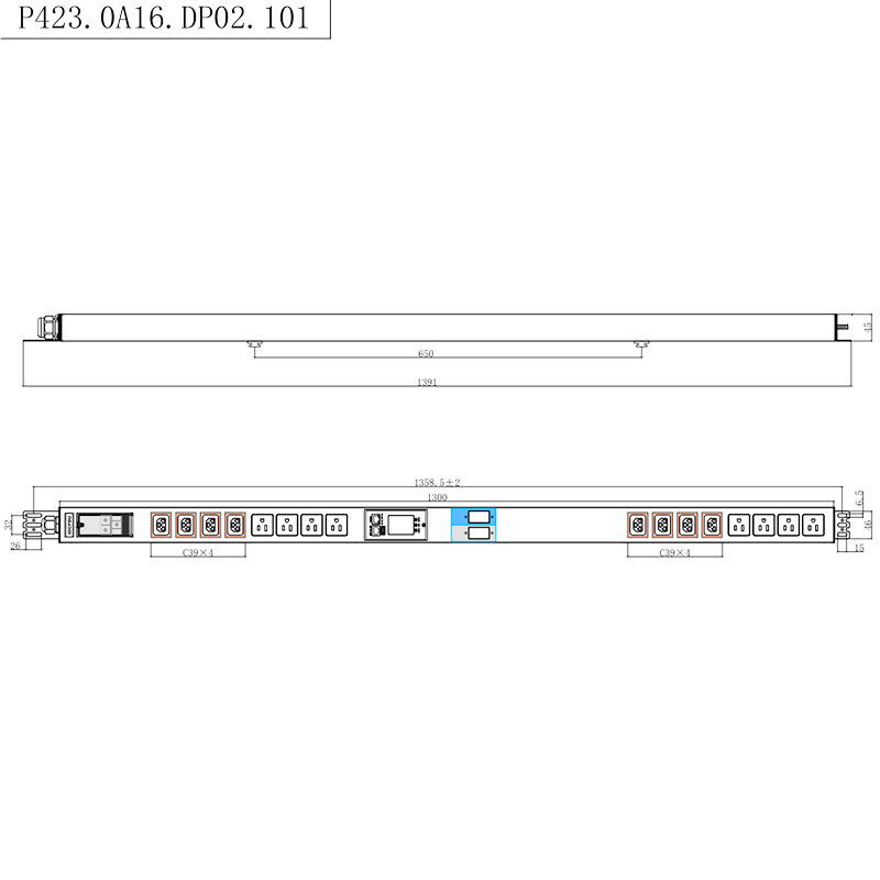 16 zásuvek IEC C13 C19 & US zásuvky 1,5U tekutý magnetický obvodový jistič Vertikální TCP/IP inteligentní stojan PDU