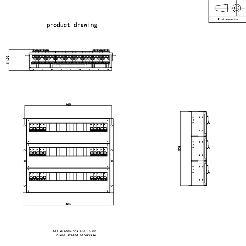 9U Breaker Horizontální stojan Pdu Grey