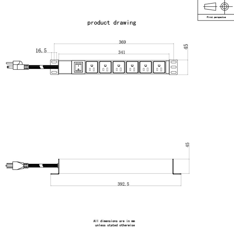 6cestný US Horizontal Switched Rack Pdu 1U